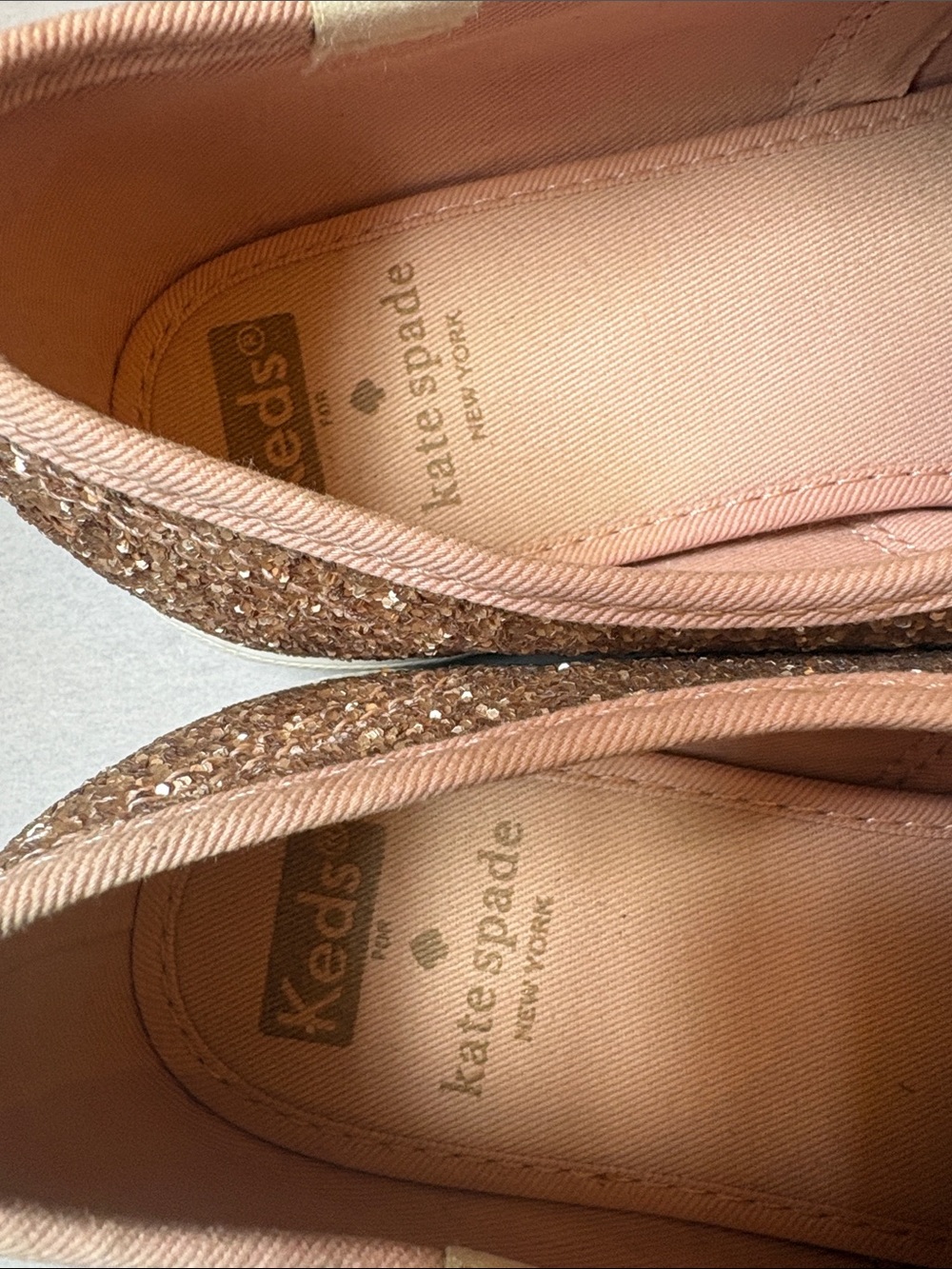 Keds x Kate Spade Champion Rose Gold Glitter Sneakers 8.5 | Satin Lace Wedding B - Picture 2 of 8